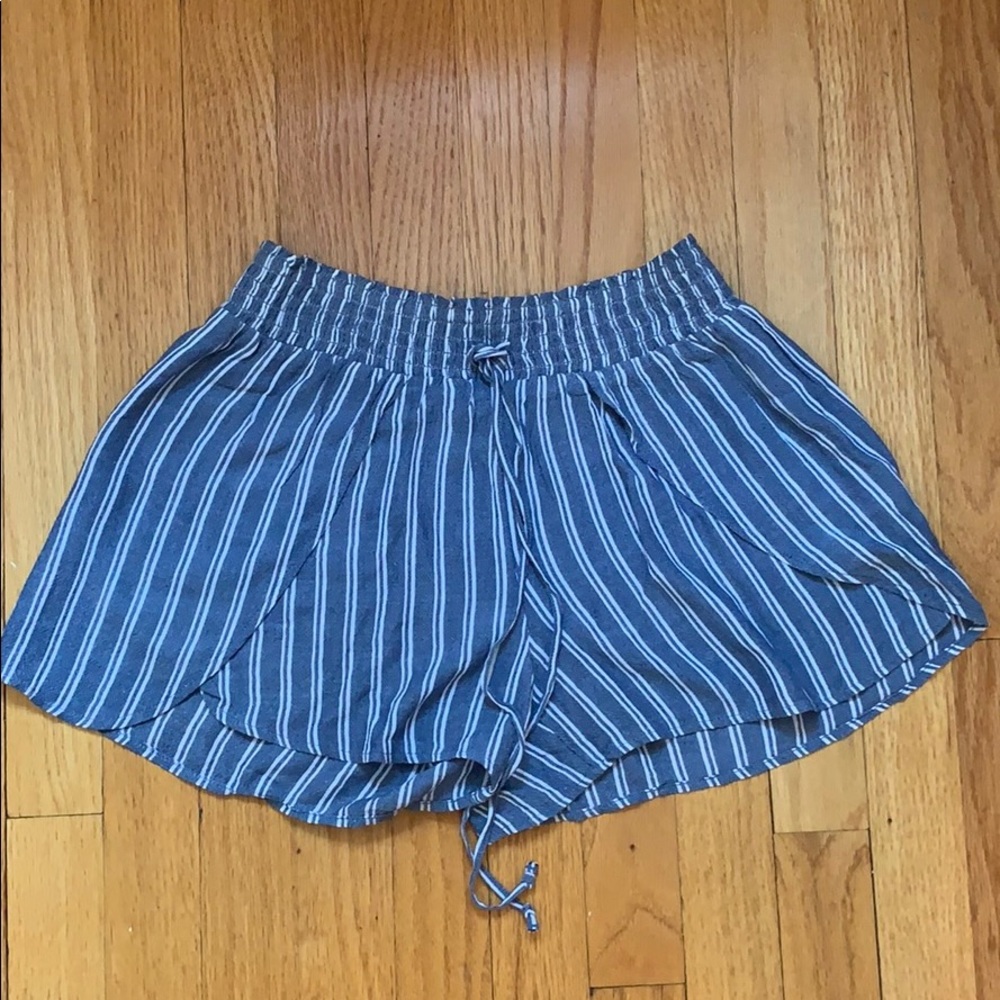 soft comfy blue and white striped shorts